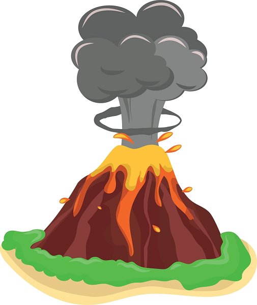 Вулкан на белом фоне