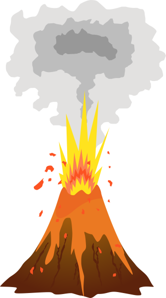 Извержение вулкана на белом фоне