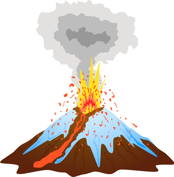 Извержение вулкана на белом фоне
