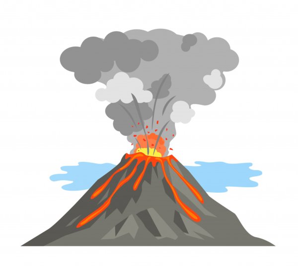 Нарисовать извержение вулкана