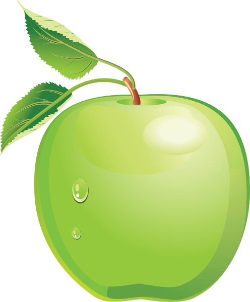 Зеленое яблоко мультяшное