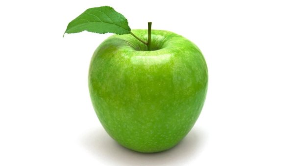 Зеленое яблоко на прозрачном фоне