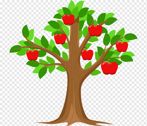 Дерево с яблоками мультяшное