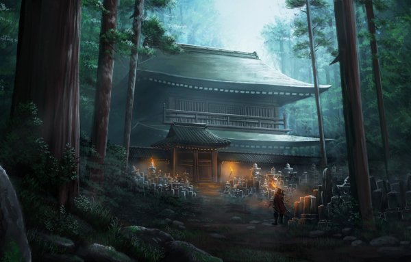 Заброшенный храм в Японии арт