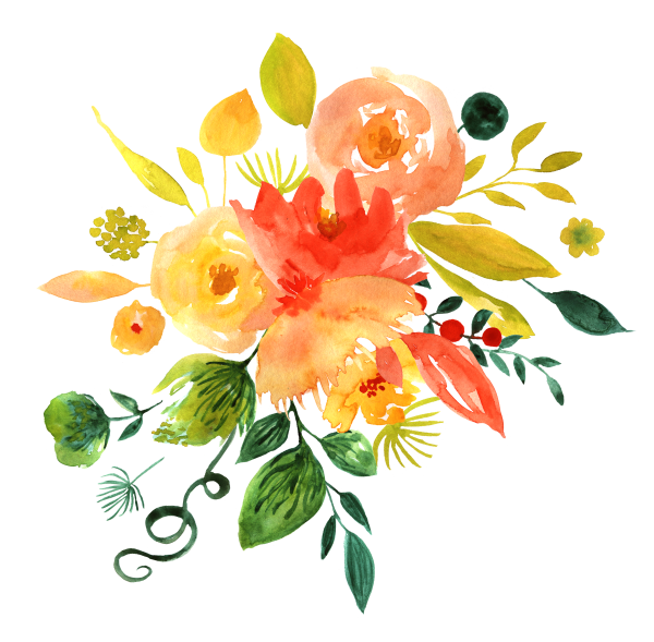 Оранжевые цветы акварель