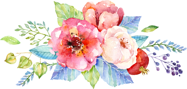 Акварельные цветы на прозрачном фоне