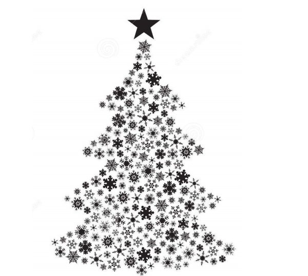 Елка из снежинок без фона