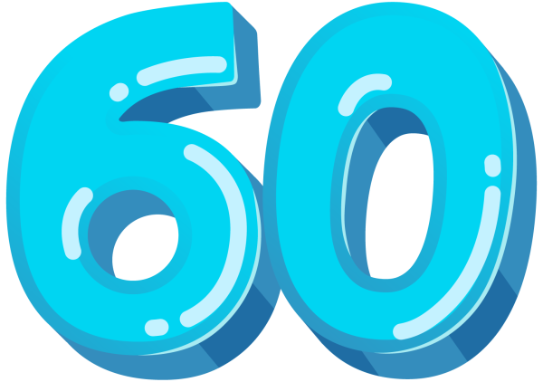 Цифра 60 на прозрачном фоне