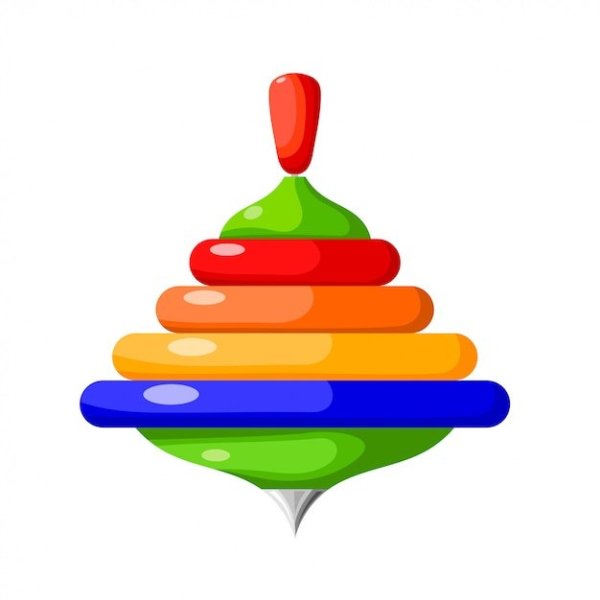 Юла на белом фоне мультяшный