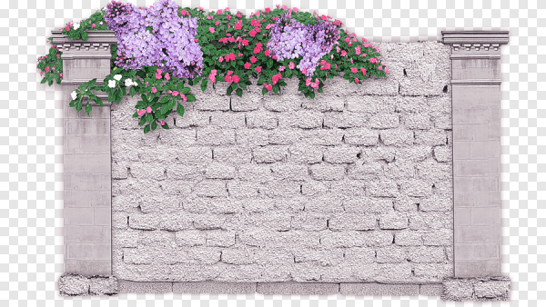 Цветы на фоне белого кирпича