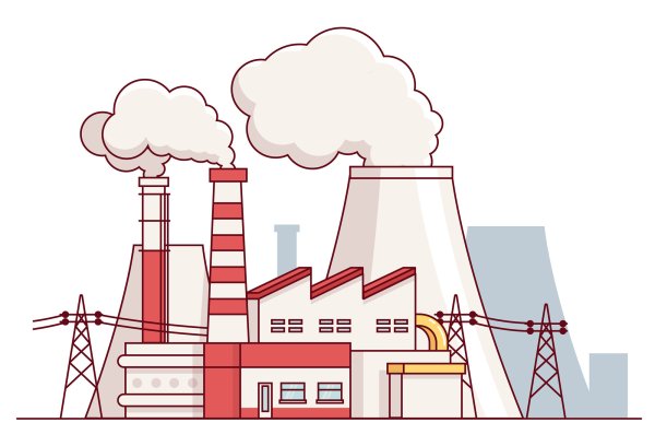 ТЭС на белом фоне