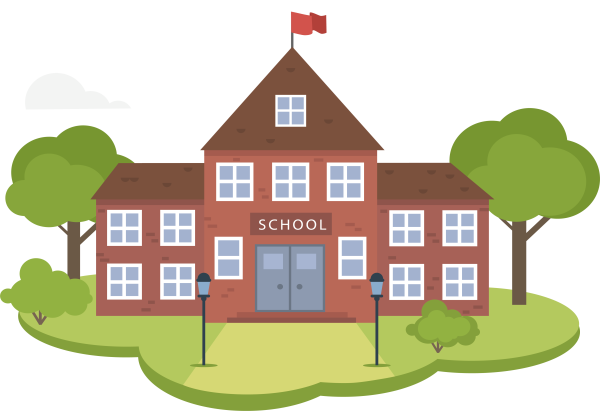 Здание школы мультяшное