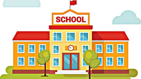 Здание школы на белом фоне