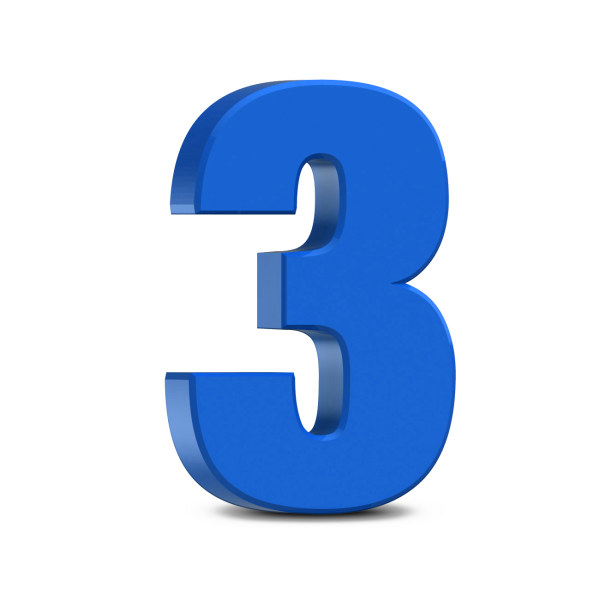 Цифра 3 голубая на белом фоне