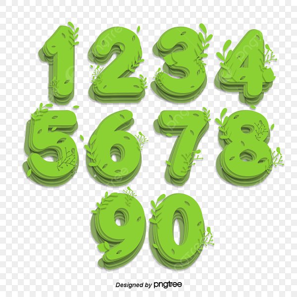 Зеленые цифры на белом фоне