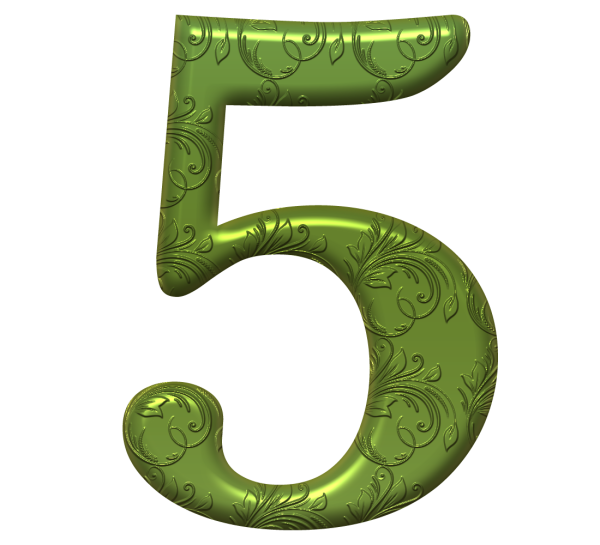 Цифра 5 зеленая