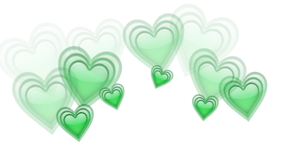 Зелёные сердечки над головой