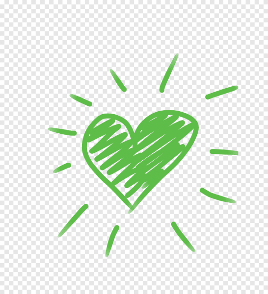 Зеленое сердце на прозрачном фоне
