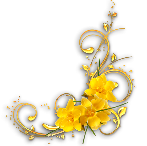 Золотая рамка с цветами