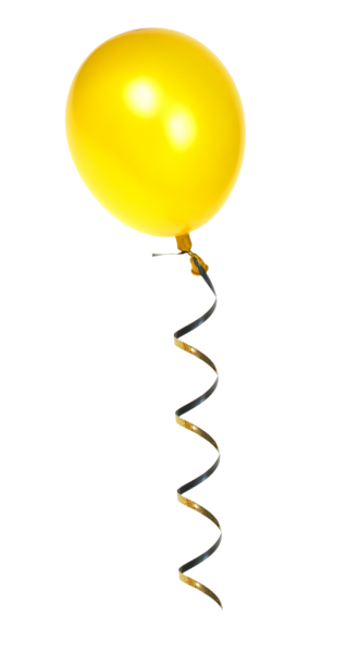 Желтый воздушный шарик на прозрачном фоне