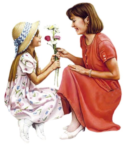 Мать с ребенком на прозрачном фоне