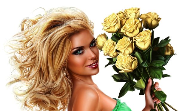 Девушка с цветами клипарт