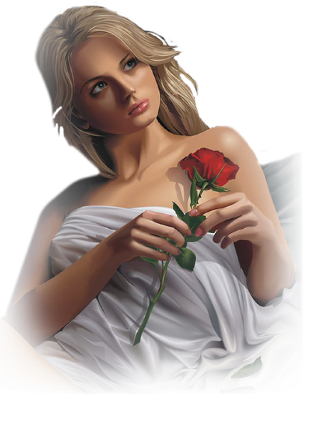 Девушка с розами на прозрачном фоне