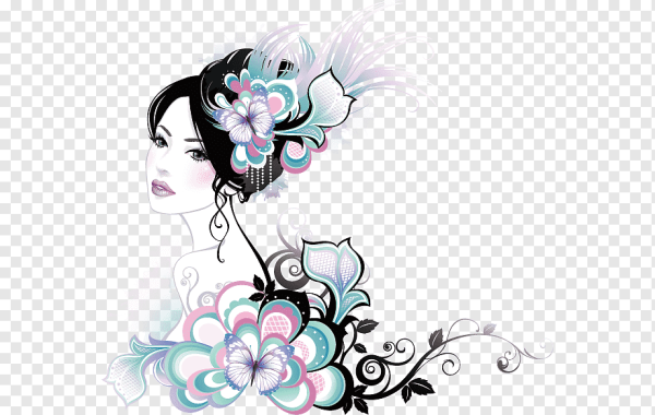 Девушка цветы вектор