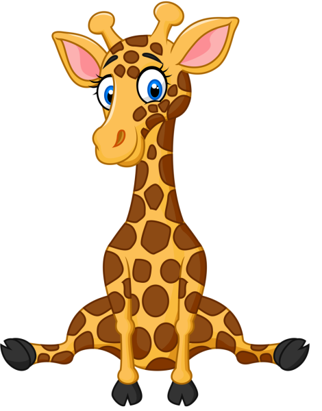 Жираф рисованный сидит