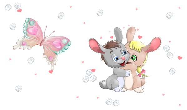 Милые зверюшки на прозрачном фоне