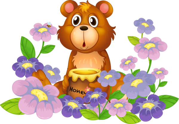 Мишка с медом и цветами