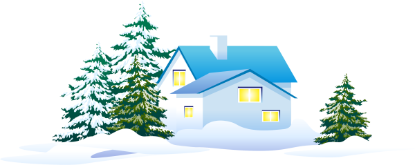 Заснеженный дом на белом фоне