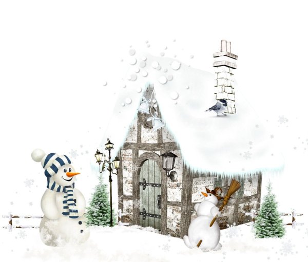 Новогодний домик на белом фоне