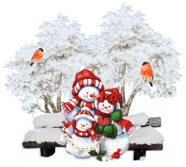 Новогодние пейзажи на прозрачном фоне