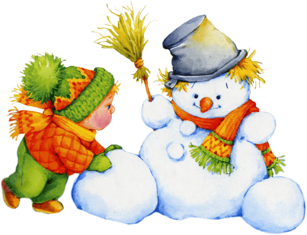 Дети слепили снеговика