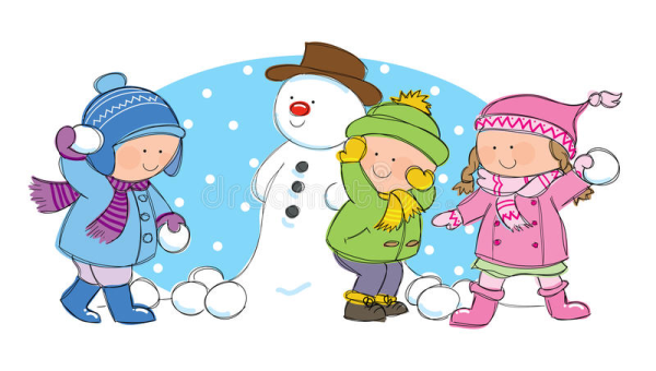 Дети на улице зимой вектор