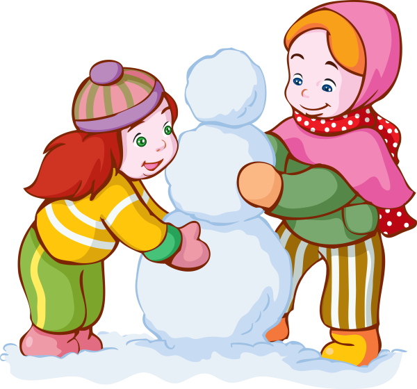 Девочка лепит снеговика