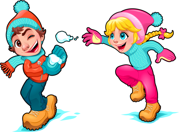 Мультяшные дети зимой