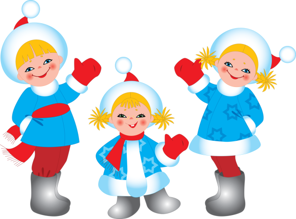 Новогодние дети на прозрачном фоне