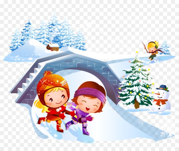 Зимние забавы на прозрачном фоне
