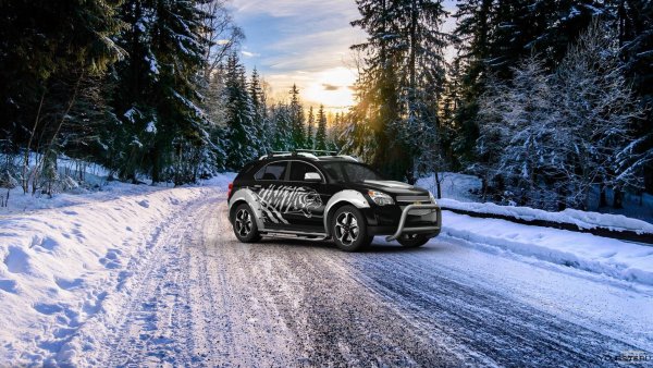 Машина в зимнем лесу