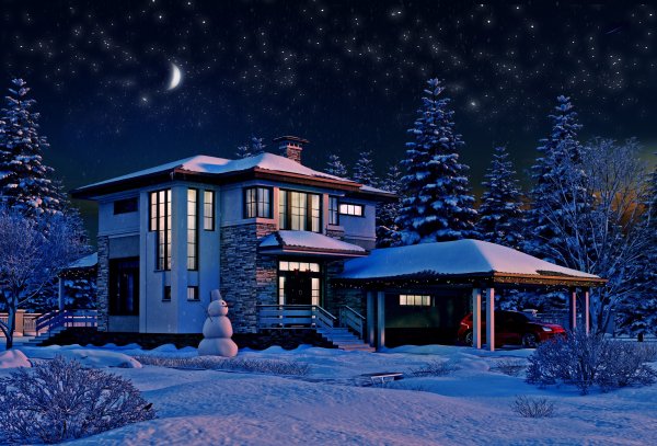 Дом в снегу
