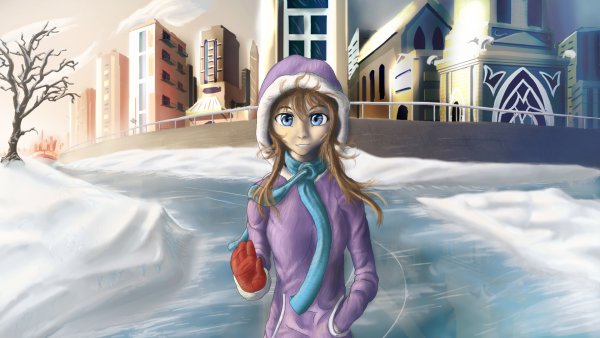Аниме зима арт