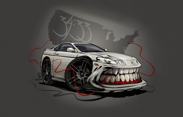 Машина арт с зубами