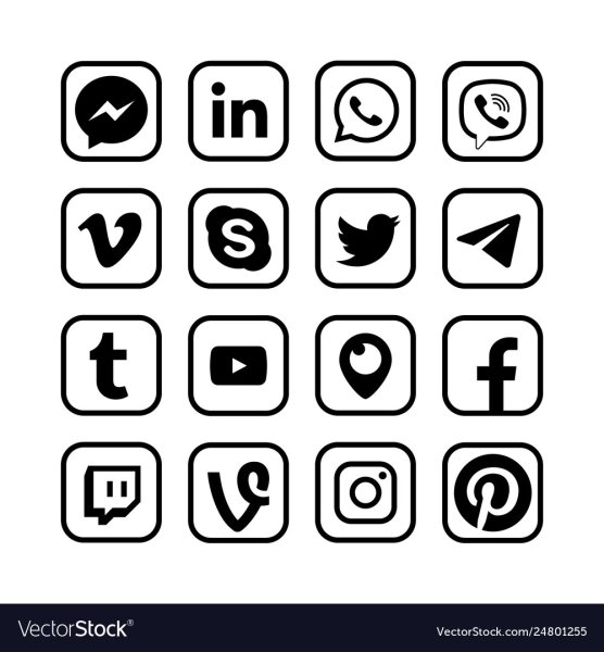 Значки соцсетей и мессенджеров вектор