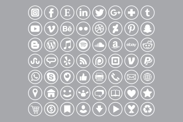 Значки социальных сетей белые