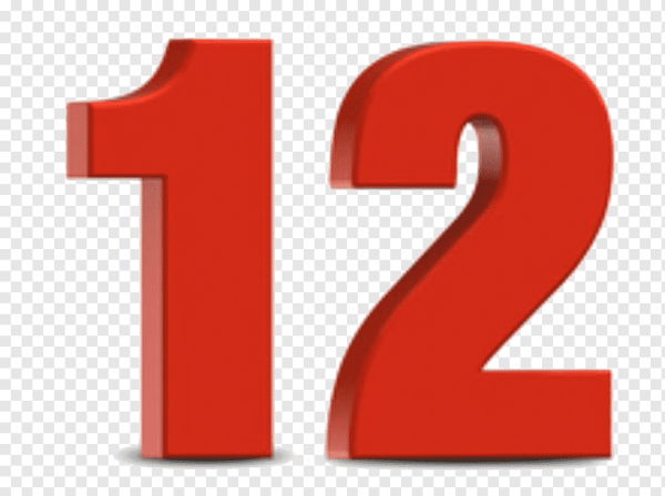 Цифра 12 на прозрачном фоне