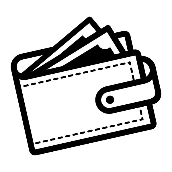 Черно белый кошелёк и деньги