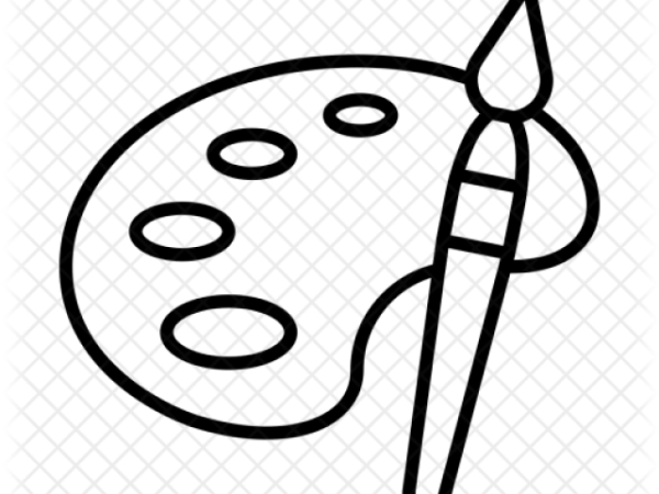 Палитра с кисточкой контур