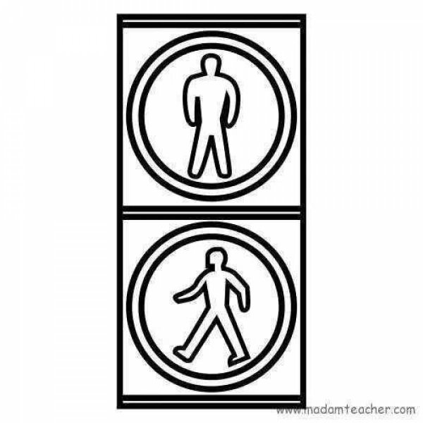 Светофор для пешеходов раскраска